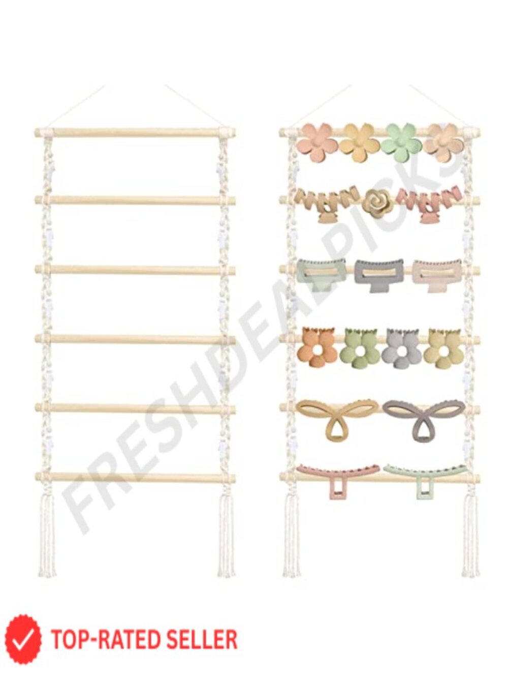 Macrame Hair Claw Clip Organizer Wall Hanger for Claw Clips and Hair Accessories